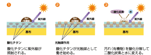 「酸化チタンによる光触媒反応」イメージ